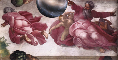 God creating a galaxy